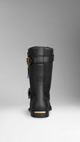 Thumbnail for your product : Burberry Shearling-Lined Leather Biker Boots