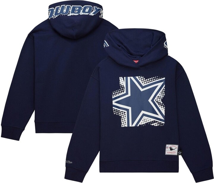 Mitchell & Ness Women's Navy Dallas Cowboys Gridiron Classics Big Face 7.0 Pullover Hoodie