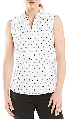 Investments Sleeveless Button Front Blouse
