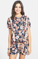 Thumbnail for your product : Lily White Print Lace Trim Tee (Juniors)