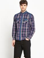Thumbnail for your product : Goodsouls Mens Long Sleeve Denim Laundered Check Shirt