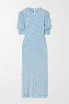 Thumbnail for your product : Rixo Jess Metallic Printed Crepe De Chine Midi Dress - Blue