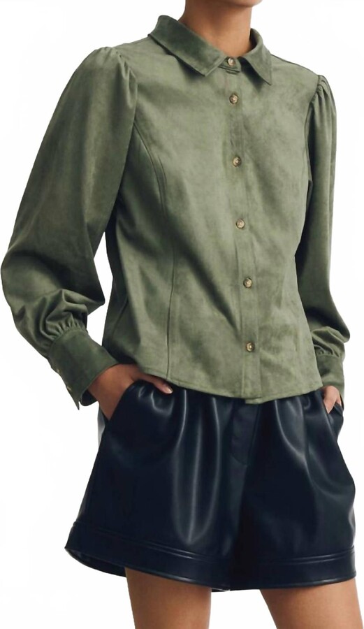 MELISSA NEPTON Tara Shirt In Green Leaf Suede