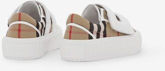 Burberry Childrens Vintage Check Cotton and Leather Sneakers Size: 9