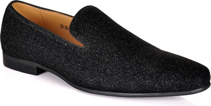 David Wej Bradford Glitter Smart Loafers – Black