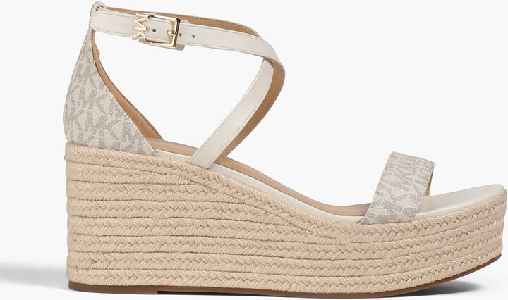 MICHAEL Michael Kors Serena logo-print leather wedge espadrille