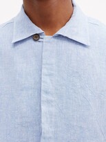 Thumbnail for your product : MARANÉ Spread-collar Linen-chambray Overshirt - Light Blue