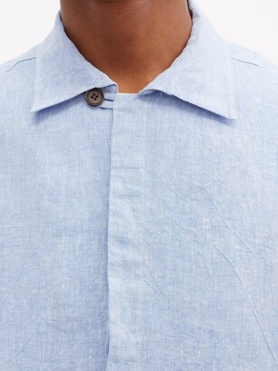 MARANÉ Spread-collar Linen-chambray Overshirt - Light Blue