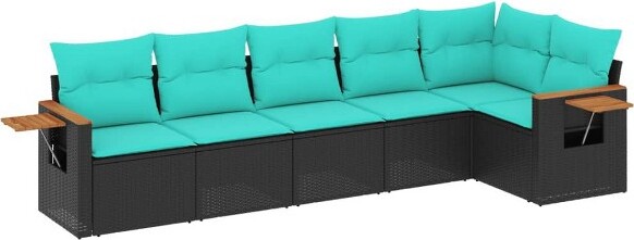 VidaXL vidaXL6PiecePatioSofaSetwithCushionsBlackPolyRattan