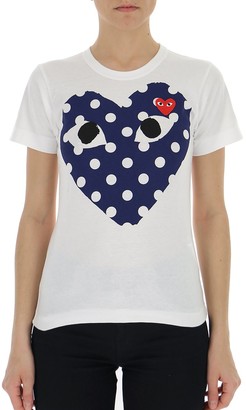 Comme des Garcons Play Double Heart Polka-Dot T-Shirt