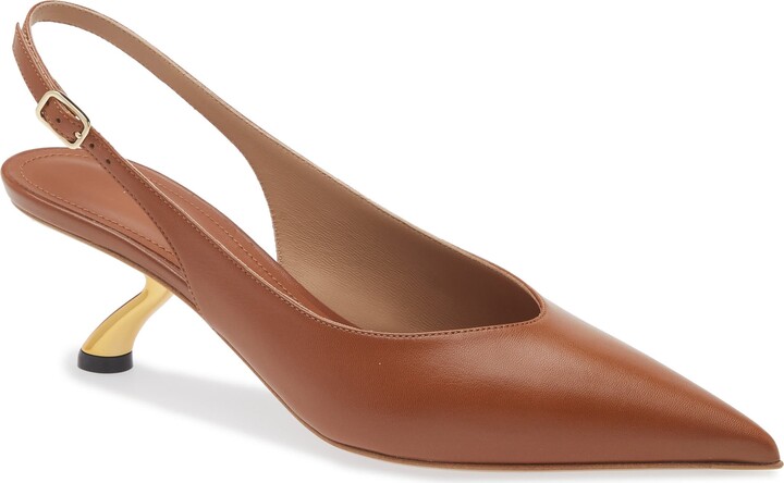 Ferragamo Cleya Slingback Kitten Heel Pointed Toe Pump