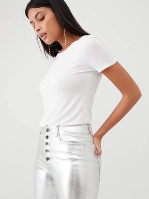 Very Silver Faux Leather Trouser - Silver