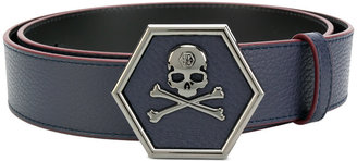 Philipp Plein skull logo plaque belt