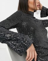 Thumbnail for your product : ELVI metallic high-neck dress in black