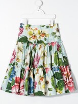 Thumbnail for your product : Dolce & Gabbana Children Floral-Print Tiered Gathered Skirt