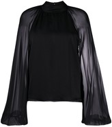 Thumbnail for your product : FEDERICA TOSI Sheer Sleeve Silk Blouse