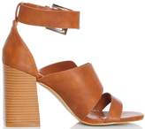 Thumbnail for your product : Quiz Tan Strap Buckle Heel Sandals