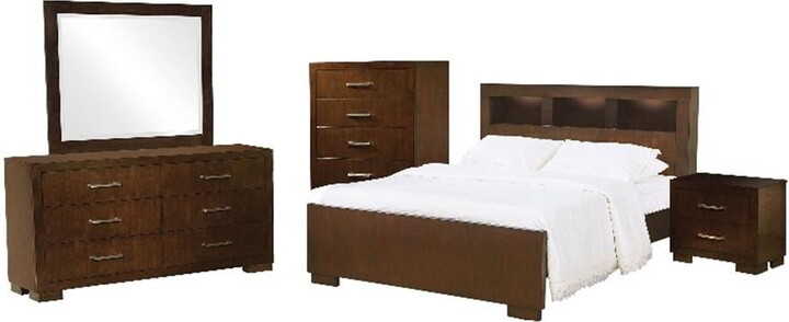 Coaster Fine Furniture Jessica Bedroom Set with Bookcase Headboard Cappuccino