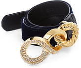 Thumbnail for your product : Giuseppe Zanotti Crystal-Embellished Velvet & Leather Belt