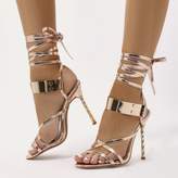 Thumbnail for your product : Public Desire Libra Twisted Stiletto Metal Cuff Heels in Rose