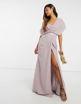 Thumbnail for your product : ASOS DESIGN Bridesmaid short sleeved cowl front maxi dress with button back detail