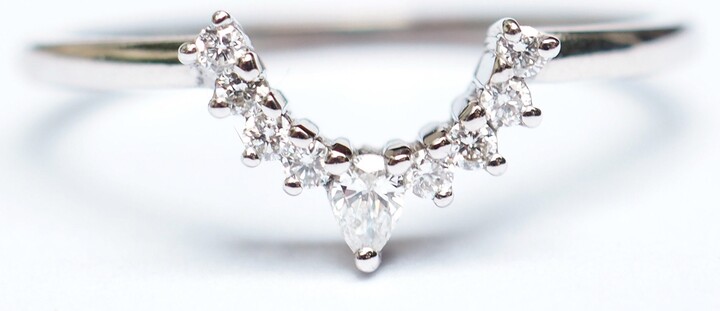 Etsy White Gold Diamond Nesting Wedding Band . Matching Ring. Pear Cut & Round Crown Ring Yellow Rose 14K 18K