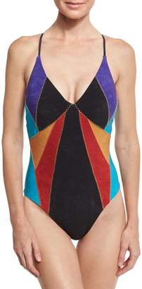 Nanette Lepore Serengeti Goddess Sueded One-Piece Swimsuit, Multicolor