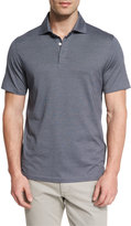 Thumbnail for your product : Ermenegildo Zegna Micro-Striped Cotton-Blend Short-Sleeve Polo Shirt, Navy