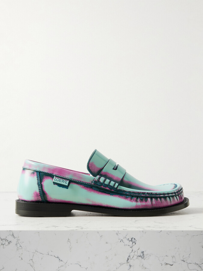 Loewe Campo Printed Leather Loafers - Green