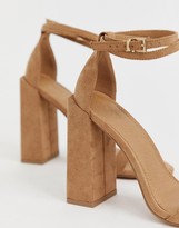 Thumbnail for your product : ASOS DESIGN Highlight barely there block heeled sandals