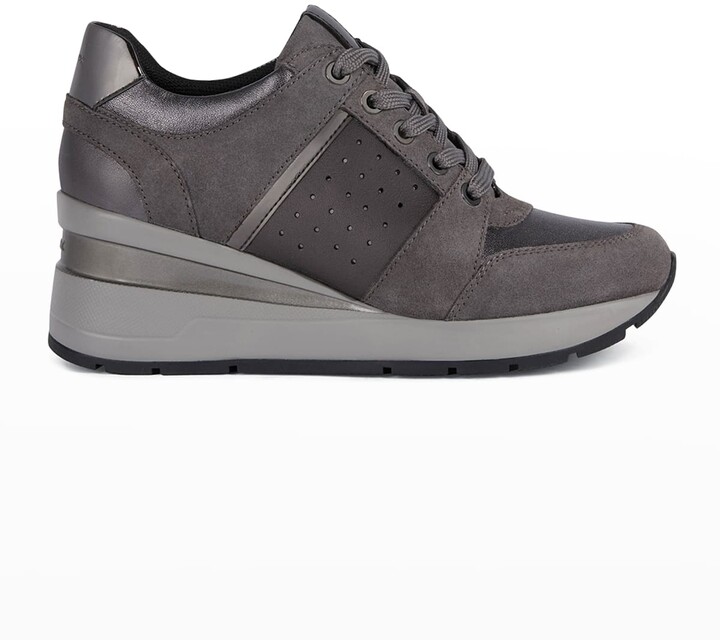 Geox Zosma Metallic Leather Wedge Fashion Sneakers - ShopStyle