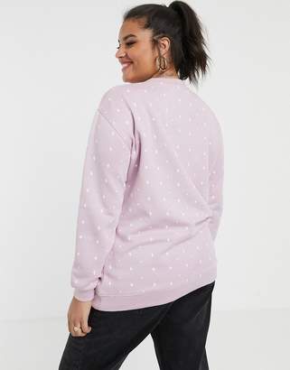 Daisy Street Plus relaxed sweatshirt with primrose hill embroidery in star print