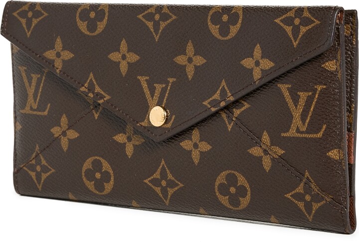 Louis Vuitton Dark Brown Coated Canvas Monogram Fold Over Flap Wallets