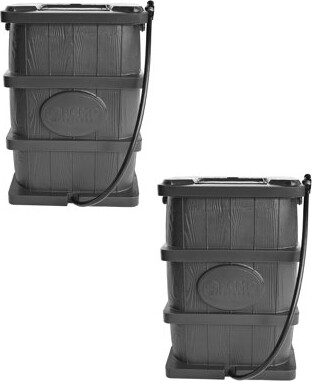 FCMP Outdoor 45 Gal Wood Grain Rain Catcher Barrel Container Gray