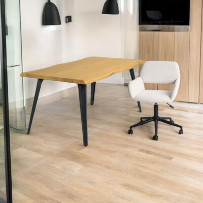 39F inc Modern Office Desk and Chair Set with Wave-Style Wooden Top Ergonomic Adjustable Chair Durable Metal Legs for Office Conference Room and Reception Are