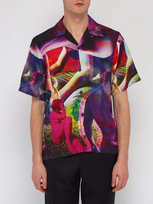 Prada Printed Short Sleeved Shirt - Mens - Purple