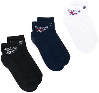 Reebok three-pack logo quarter socks
