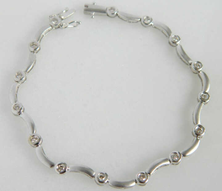 Etsy 14K White Gold Diamond Tennis Bracelet Matte Finish, 1.00Ct, 7.0''