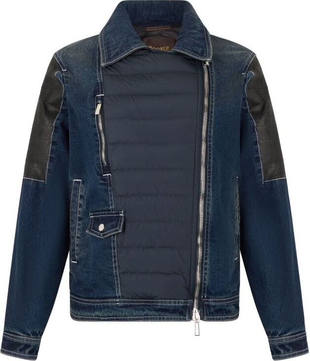 Moorer Quilted Denim Down Jacket