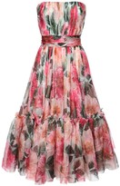 Thumbnail for your product : Dolce & Gabbana Camelia Print Silk Organza Bustier Dress