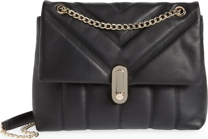 ted baker womens black ayahlin quilted detail leather bag