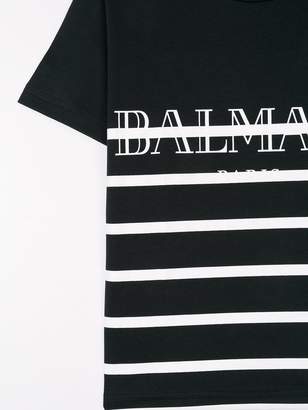 Balmain Kids striped logo T-shirt
