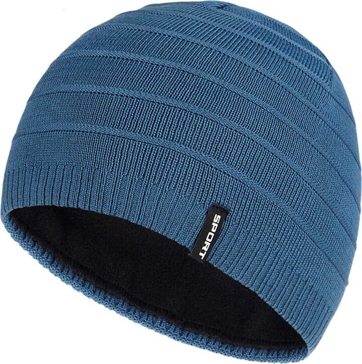 Bodvera Mens Winter Beanie Hat Warm Knit Cuffed Plain Toboggan Ski Skull Cap (3 Patterns