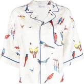 Bird-Print Silk Shirt 