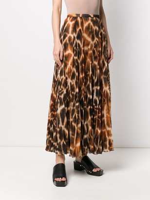 Roberto Cavalli Animal Print Long Pleated Skirt