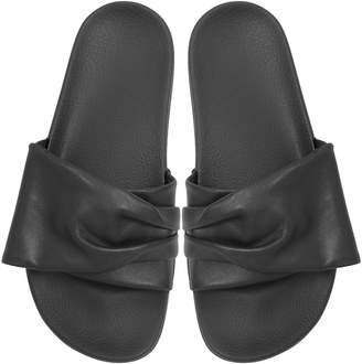Clergerie Robert Clergerie Wendy Black Leather Slide Sandals W/black Sole