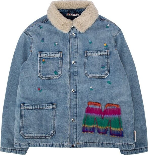Marni Kids Logo Patch Buttoned Denim Jacket