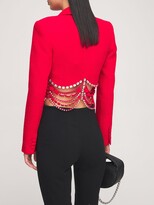 Thumbnail for your product : Area Crystal Embellished Crop Tweed Blazer