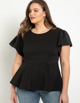 Thumbnail for your product : ELOQUII Flare Sleeve Peplum Top