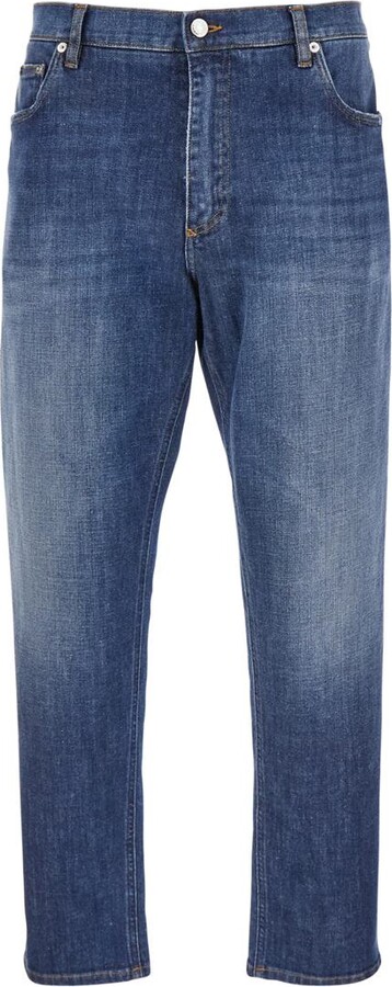 Dolce & Gabbana Blue Jeans With Rear Logo Detail In Denim Man - ShopStyle